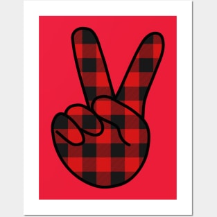 V Sign Plaid Posters and Art